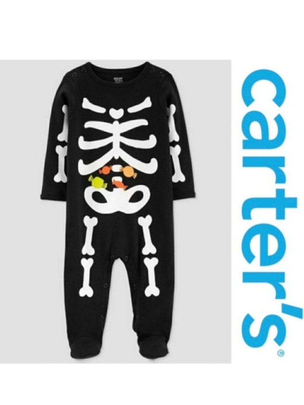 Carter's Just One You | Black Skeleton Halloween Sleep N' Play | Size 3 Months